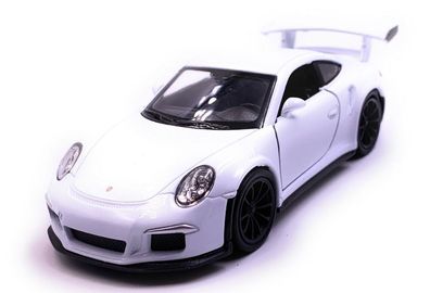 Porsche GT3 RS Sportwagen Modellauto Auto Weiß Maßstab 1:34 (lizensiert)