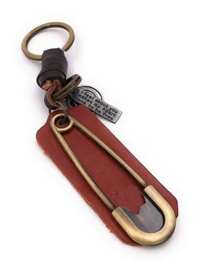 Schlüsselanhänger Sicherheitsnadel Nadel bronze Leder Anhänger Keychain