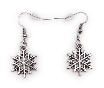 Ohrringe Paar Schneeflocke Schnee Eiskristalle Kristall Kalt Winter Ohrring