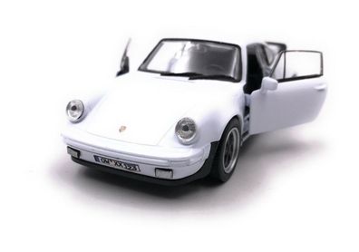 Porsche 911 Turbo 930 Sportwagen Modellauto mit Wunschkennzeichen Weiss 1:34