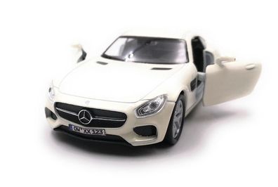 Mercedes Benz AMG GT Sportwagen Modellauto mit Wunschkennzeichen Weiss 1:34
