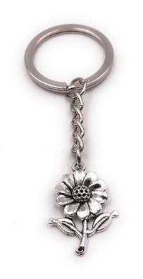 Schlüsselanhänger Sonnenblume mit Stiel Blume Blüte silber Anhänger Keychain