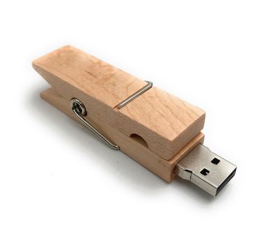 Wäscheklammer echt Holz Klammer Glupperl Funny USB Stick div Kapazitäten