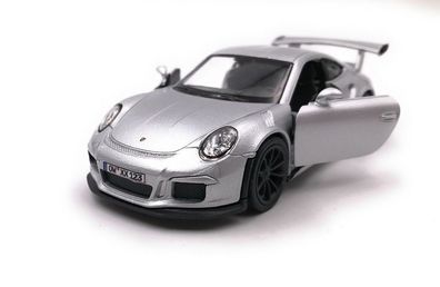 Porsche GT3 RS Sportwagen Modellauto mit Wunschkennzeichen Silber Maßstab 1:34