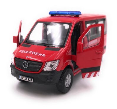 Mercedes Benz Modellauto mit Wunschkennzeichen Feuerwehr Sprinter Rot 1:34