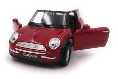 Mini Cooper Modellauto mit Wunschkennzeichen Rot Maßstab 1:34-39 (lizensiert)