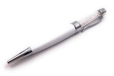 Stift Kugelschreiber Schreiber silber weiß Kristalle Funny USB Stick