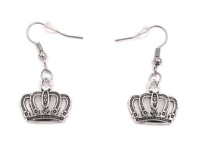 Ohrringe Paar Krone Königin Adel Corona Kranz Ohrring aus Metall Ohrschmuck