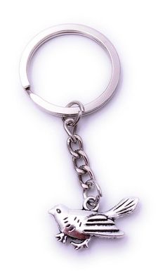 Taube Vogel Spatz Schlüsselanhänger Keychain Silber aus Metall