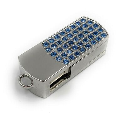 Box aufklappbar Anhänger silber blau Glitzer Strass Funny USB Stick div Kapazitä