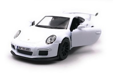 Porsche GT3 RS Sportwagen Modellauto mit Wunschkennzeichen Weiss Maßstab 1:34