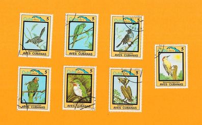 Kuba - Motiv-Vogelmarken 7 Stück - gestempelt