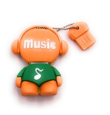 Musicman Musik Kopfhörer Männchen Fugur orange grün Funny USB Stick