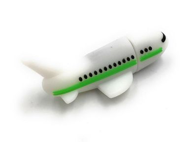 Flugzeug Luftfahrzeug Flieger Passagierflugzeug weiß grün Funny USB Stick