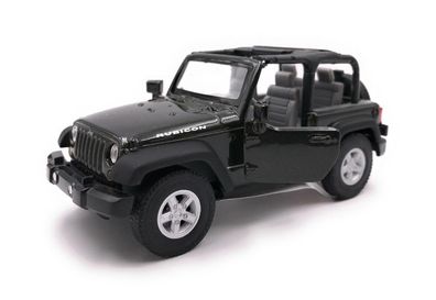 Modellauto Jeep Wrangler Rubicon Geländewagen Schwarz Cabrio Auto Maßstab 1:34