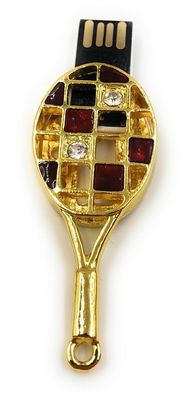 Tennis Schläger golden Sport Ball Funny USB Stick div Kapazitäten