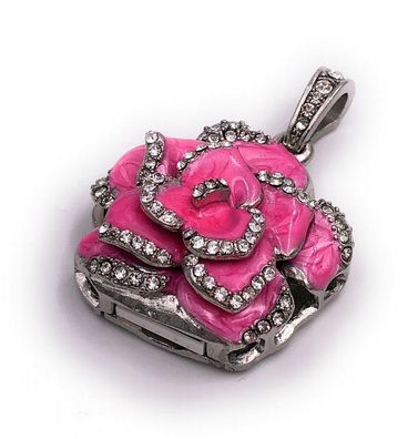 Rose mit Kristallen in Pink Funny USB Stick div Kapazitäten