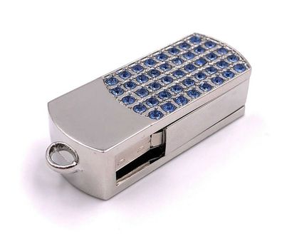 Metallbox mit blauen Steinen Silber Funny USB Stick div Kapazitäten