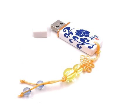 Porzellan Anhänger China Blumenranke Symbol Funny USB Stick 8 GB USB 2.0