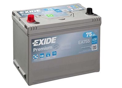 EXIDE Premium EA755 Asia 12V/75Ah 630A (EN) absolut wartungsfrei Hochwertig