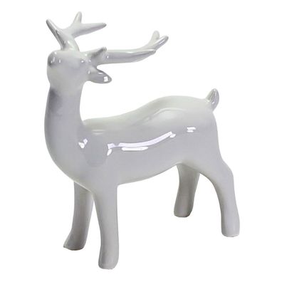 Hirsch 18,8 cm Weihnachten Figur creme weiß Deko Reh Rentier Dekoration creme