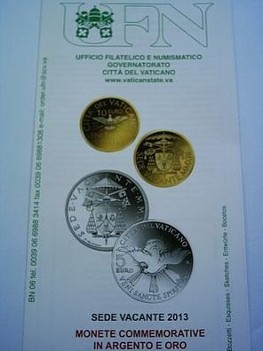 Folder 5 + 10 euro 2013 Silber Gold PP Vatikan Sedisvakanz