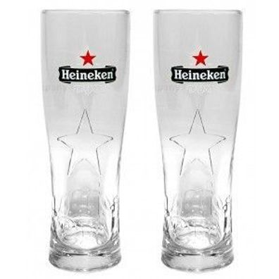 Heineken Bier 0,25 Glas Gläser Set - 2x Gläser 0,25 Geeicht Bierglas Ellipse