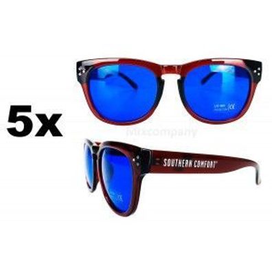 Southern Comfort Nerd Sonnenbrille blau UV400 Unisex - 5er Set Retro Vintage St