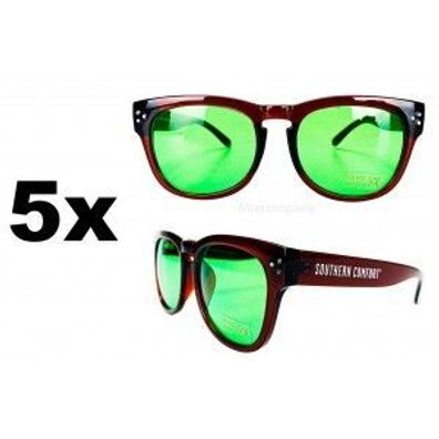 Southern Comfort Nerd Sonnenbrille grün UV400 Unisex - 5er Set Retro Vintage St