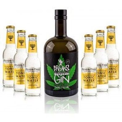 Gin Tonic Set - Breaks Cannabis Gin 50cl (42 % Vol) + 6x Fever Tree Tonic Water