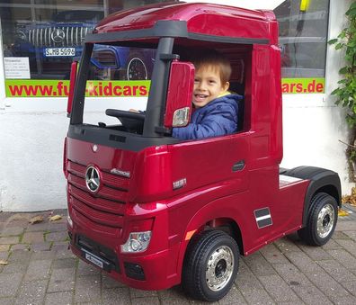 Mercedes Actros 4x45W Kinder LKW, Kinderauto, Kinder Elektroauto - weinrot lackiert