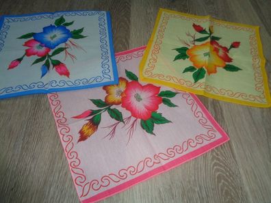 3 Taschentücher -China Import -Blumen