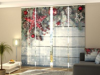 Schiebegardine Weihnachtsstern Schiebevorhang mit Motiv Flächenvorhang auf Maß
