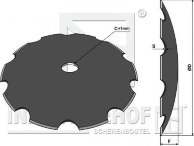 Scheibe für Scheibeneggen gezahnte Schneide Ø660x8mm