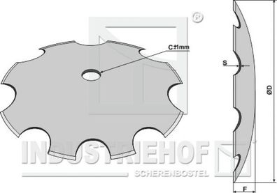 Scheibe für Scheibeneggen gezahnte Schneide Ø810x8mm zur Montage auf runde Welle