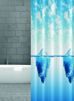 Textil Duschvorhang Eisberg Blau Weiß 240x200 cm