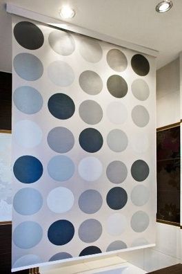 Halb-Kassetten Duschrollo 120x240 cm Modell Retro hellgrau weiß Duschvorhang