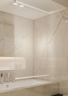 Halb-Kassetten Duschrollo 180x240 cm Modell milky stone Duschvorhang