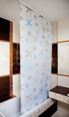 Halb-Kassetten Duschrollo 180x240 cm Oceanic weiss Duschvorhang
