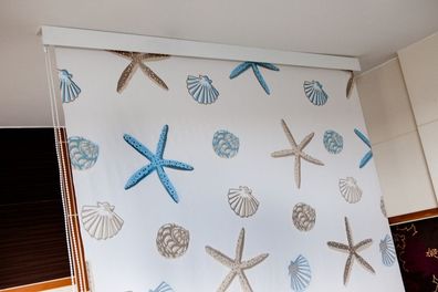 Halb-Kassetten Duschrollo 80x240 cm Modell Oceanic - extra schmal - Sondermaß