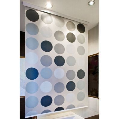 Halb-Kassetten Duschrollo 80x240 cm Modell Retro Duschvorhang hellgrau weiß