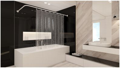 Peva Duschvorhang Milky Stone 180x180 cm Transparent Milchig inkl. Duschvorha...