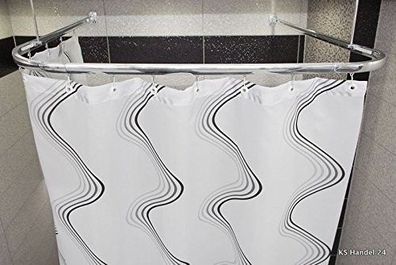 Duschvorhangschiene barrierefrei silber glänzend Duschvorhangstange - Bequeme...