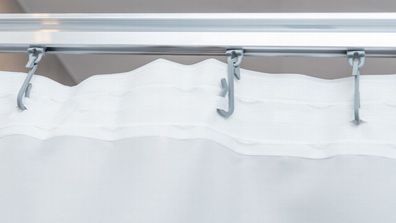 Textil Duschvorhang weiss 200x220 cm mit Gardinenband und Haken Gardine Fenst...