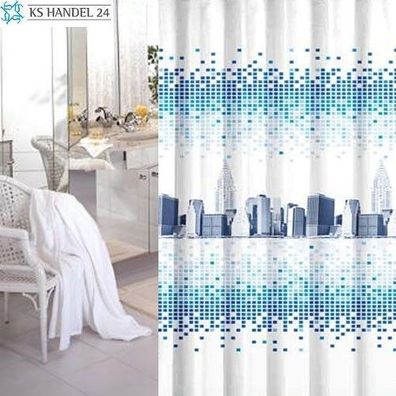 Textil Duschvorhang New York 240x200 cm inkl. Duschvorhangringe