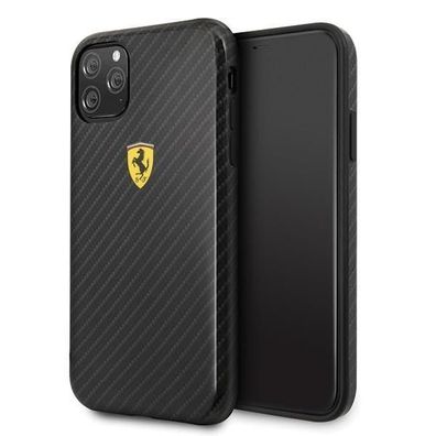 Ferrari On Track Hard Cover für Apple iPhone 11 - Schwarz mit Carbon Effect