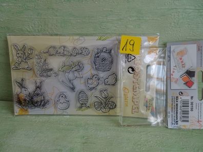 Folia Variostempel Clear-Stamps Acrylblock ca 10x5,5cm Frohe Ostern Bogen ca 18x10cm