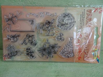 Folia Variostempel Clear-Stamps Frohe Weihnachten Bogen ca 18x10cm Block ca 10x5,5cm