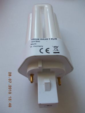 1x Lampen 2 Metall-Stifte Bi-Pin 2 pins Osram DuLux T PLus 18w/840 Made in Germany CE