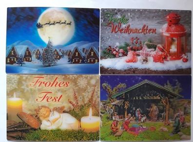 3 D Ansichtskarte Weihnachten Postkarte Wackelkarte Hologrammkarte Krippe Engel Kerze